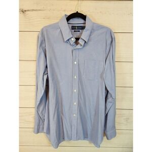Ralph‎ Lauren Men's Blue White Check Cotton Long Sleeve Button Down Shirt Size L